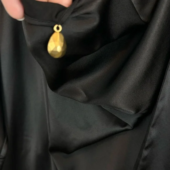 St. John Silk Black Drape Bow Blouse Top Sz S - Picture 10 of 11